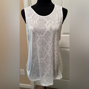 JoyLab White Sleeveless Tank Top with Snakeskin Print